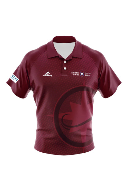 North Coast Swim Club Adult Unisex Supporters Shirt - Polo Neck - Maroon image 0