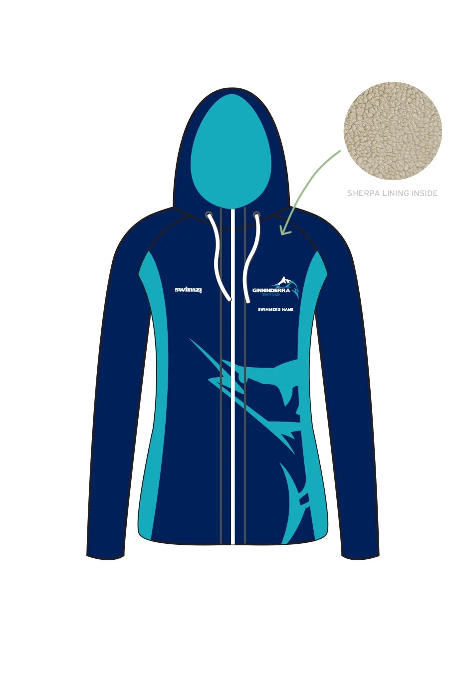 Ginninderra Swim Club Kids Female Winter Zipped Performance Hoodie image 0