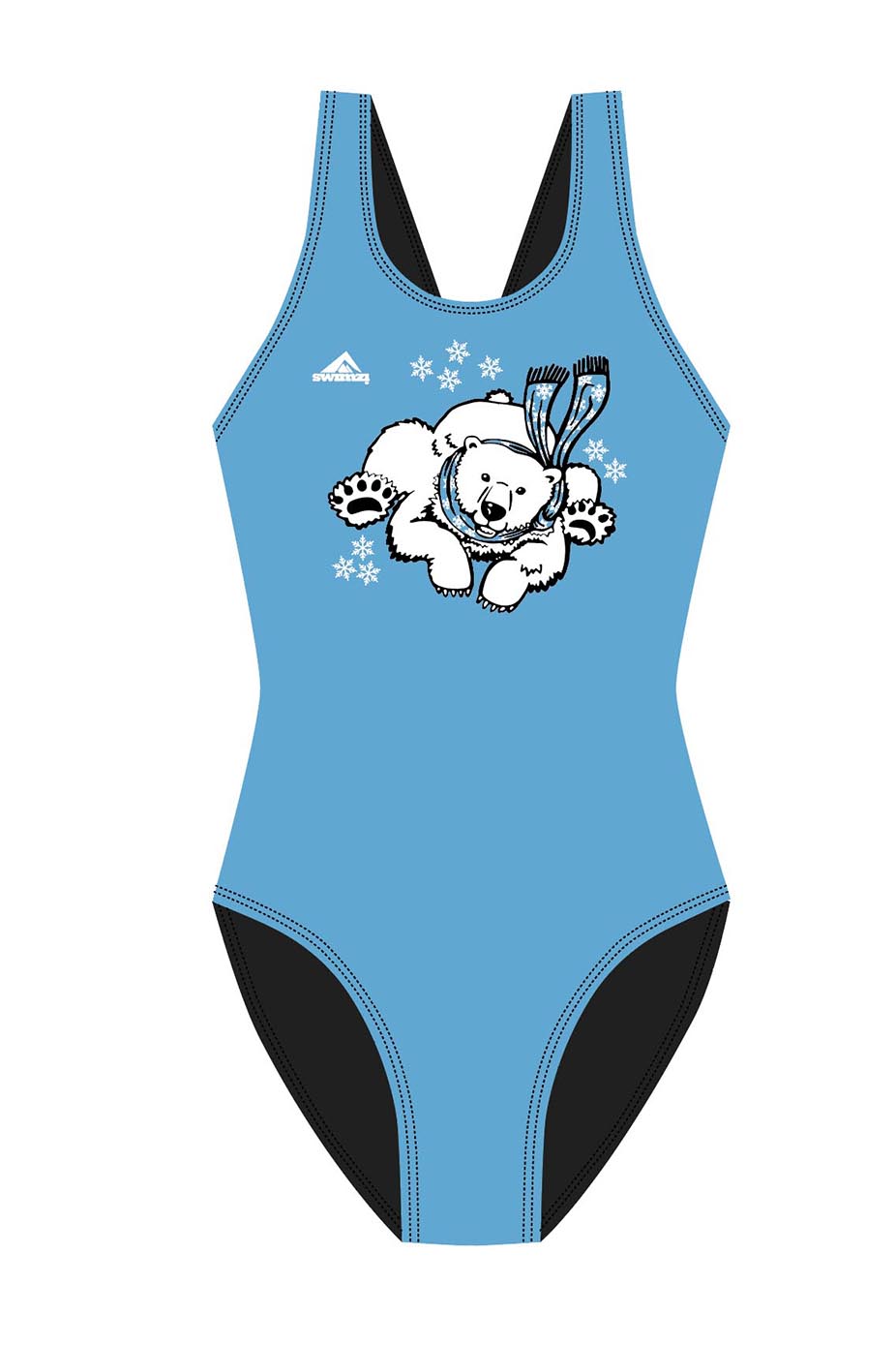 Polar Bear Challenge Adult Female Polar Bear Broadstrap Swimsuit - Blue image 0