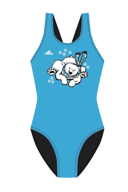 Polar Bear Challenge Adult Female Polar Bear Broadstrap Swimsuit - Blue image 0