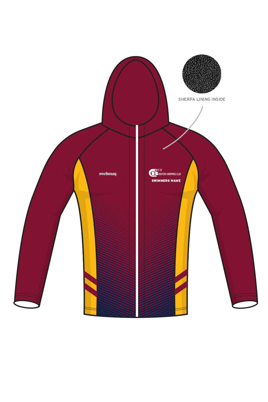 City of Bradford SC Adult Artistic Swimming Unisex Winter Zipped Performance Hoodie image 0