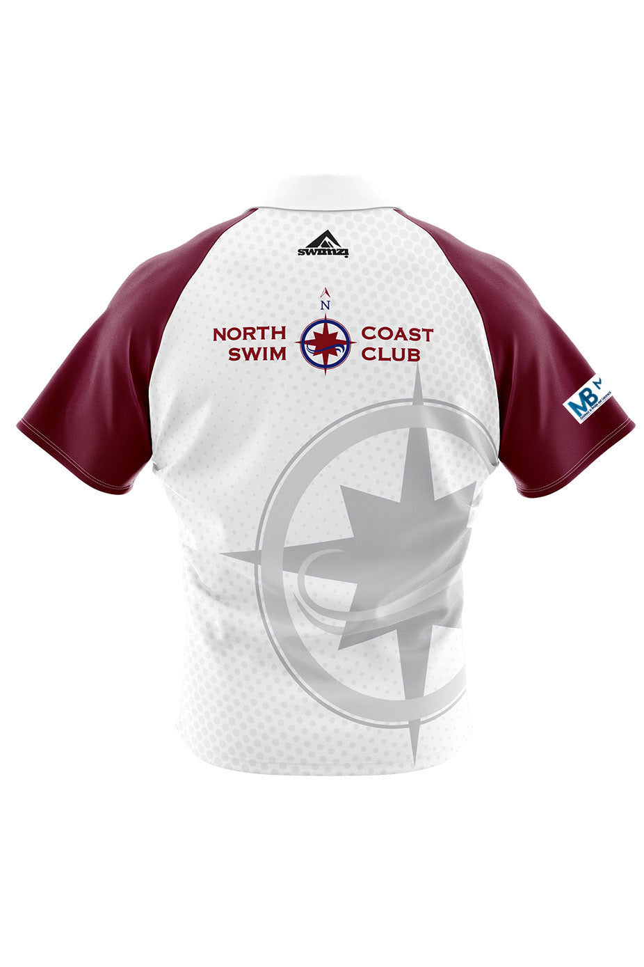 North Coast Swim Club Adult Unisex Supporters Shirt - Polo Neck - White/Maroon image 1