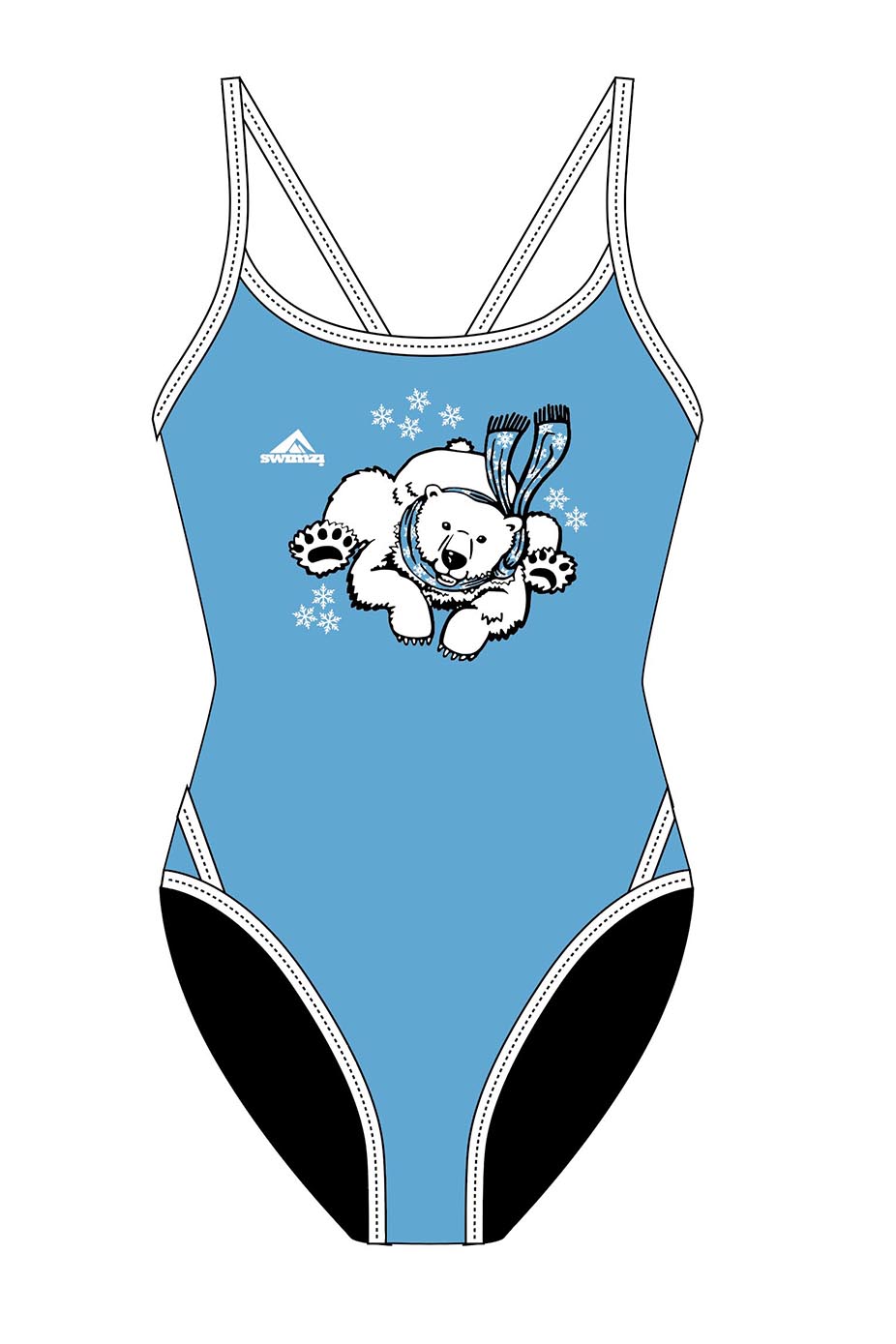 Polar Bear Challenge Adult Female Polar Bear Thinstrap Swimsuit - Blue image 0