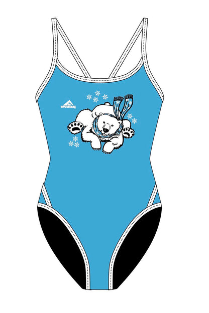 Polar Bear Challenge Adult Female Polar Bear Thinstrap Swimsuit - Blue image 0