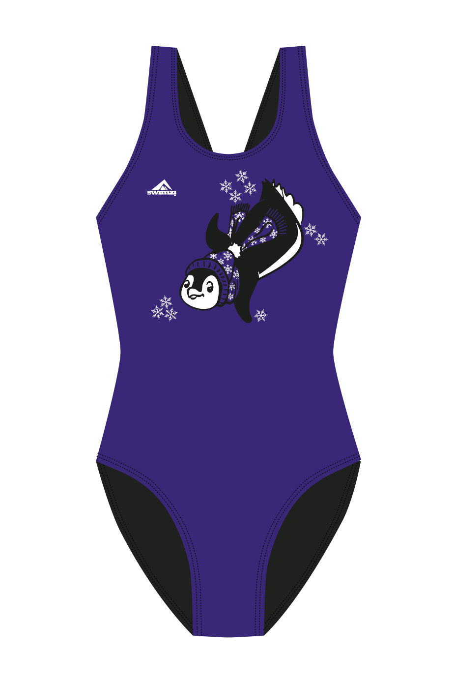 Polar Bear Challenge Adult Female Penguin Broadstrap Swimsuit - Purple image 0