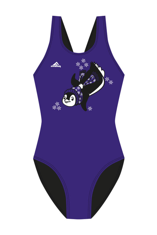 Polar Bear Challenge Adult Female Penguin Broadstrap Swimsuit - Purple image 0