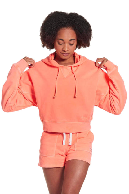 Fluorescent Tangerine - Hoodie Crop Jumper