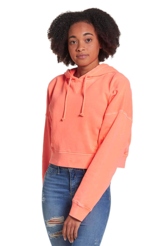Kids Fluorescent Tangerine - Hoodie Crop Jumper