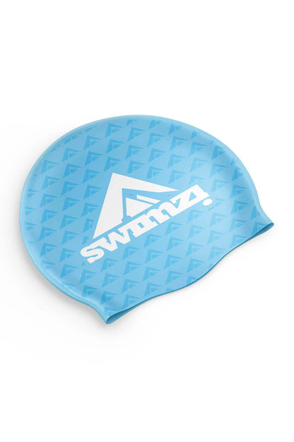 White Swimzi Logo Swim Cap