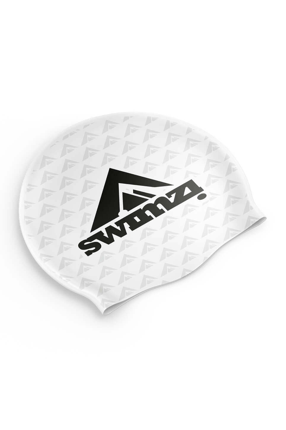 White Swimzi Logo Swim Cap