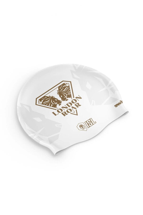 ISL London Roar White with Gold swim Cap