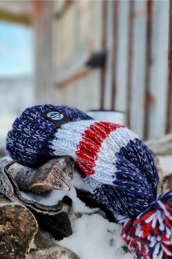 Navy Red Reflective Super Bobble Hat - Image 3