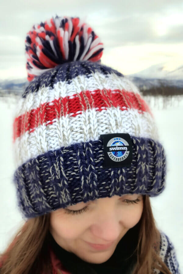 Navy Red Reflective Super Bobble Hat - Image 4
