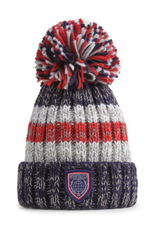 Navy Red Reflective Super Bobble Hat
