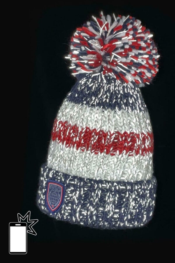 Navy Red Reflective Super Bobble Hat - Image 8