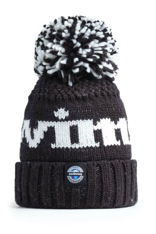 The Swimzi Black Reflective Super Bobble Hat