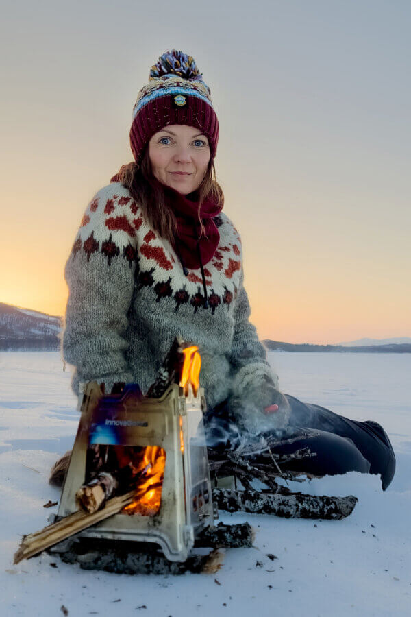 Claret & Blue Fairisle Super Bobble Hat - Image 3