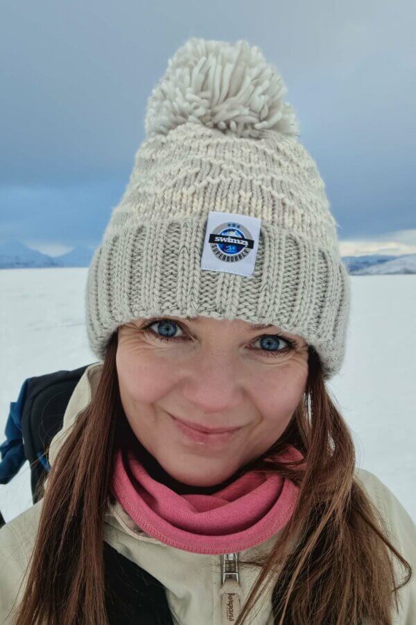 Silver Grey and White Nordic Super Bobble Hat - Image 4