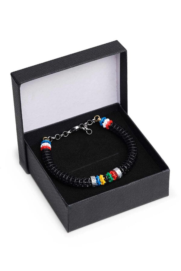 Nero Olympian Design, Blue, Yellow, Black, Green and Red Lane Rope - Swimmers Friendship Bracelet - Image 2