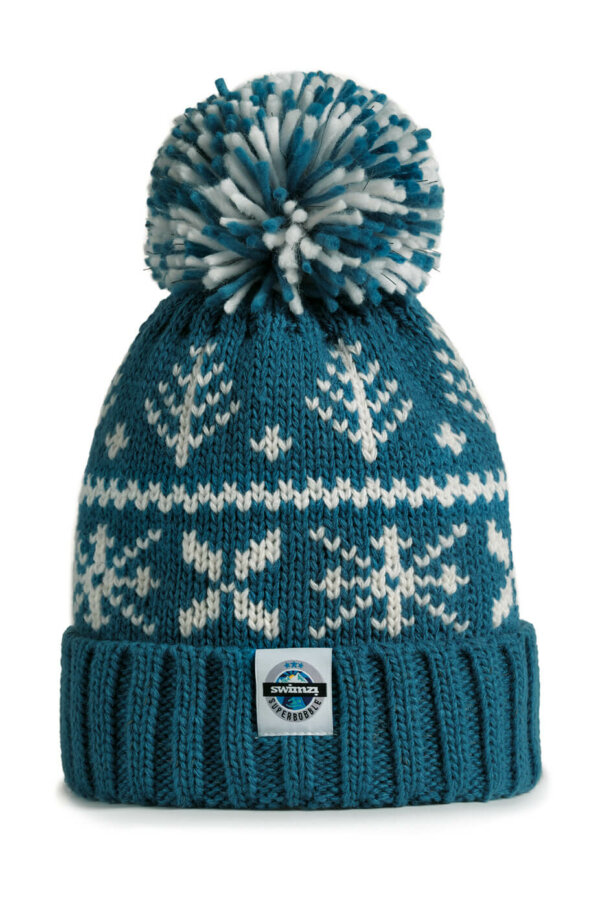 Deep Teal Ice Crystal Nordic Super Bobble Hat
