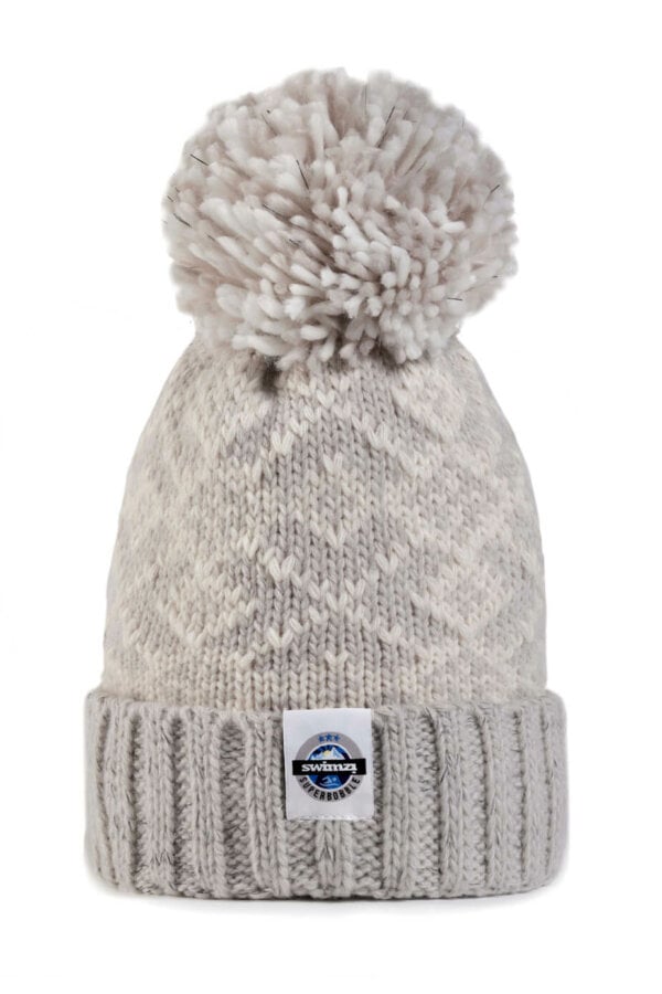 Silver Grey and White Nordic Super Bobble Hat