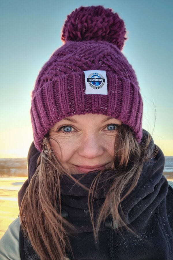 Rhubarb Patchwork Reflective Super Bobble Hat - Image 2