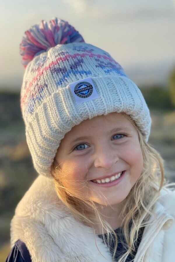 Kids Pastel Ice Crystal Nordic Super Bobble Hat