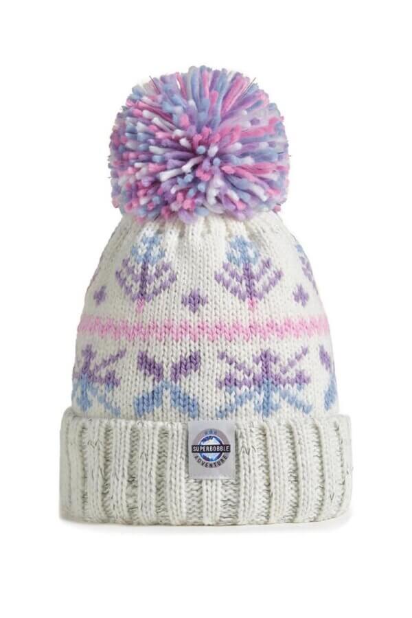 Kids Pastel Ice Crystal Nordic Super Bobble Hat - Image 2